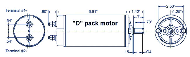 D-pack motor dimensioned drawing