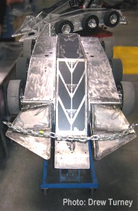 Two 'Bronco' robots in the pits at ABC BattleBots